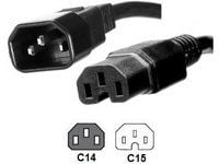 MicroConnect - Strømkabel - IEC 60320 C15 til IEC 60320 C14 - 2 m - lajiteltu