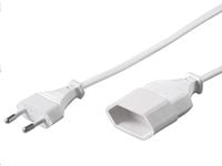 MicroConnect - Förlängningskabel för ström - Eurokontakt (hane) till Eurokontakt (hona) - 3 m - vit