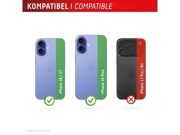 Displex 02122, Apple, iPhone 16/16 Plus/17, Støvresistent, Slagbestandig, Ripebestandig, Svart, Gjennomsiktig, 1 stykker
