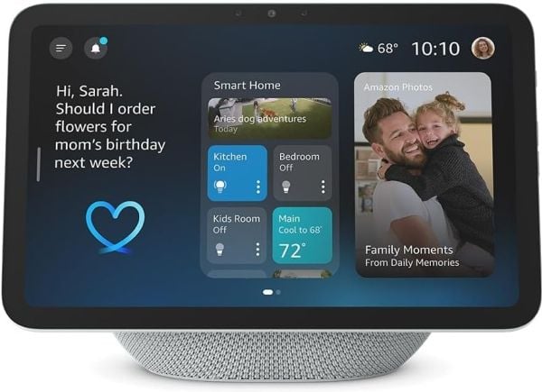 Amazon Echo Show 8, Amazon Alexa, Rektangel, Hvit, Glacier White, Engelsk, Spansk, 22,1 cm (8,7")