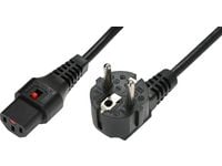 MicroConnect - Strömkabel - power IEC 60320 C13 låst till power CEE 7/7 högervinklad - 3 m - svart