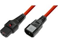 MicroConnect - Strømkabel - IEC 60320 C14 til IEC 60320 C13 - 230 V - 10 A - 3 m - rød