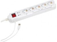 EnerGenie PCW-MS2G Power Cube with Master/Slave function - Overspenningsavleder - AC 250 V - USB - utgangskontakter: 5 - Tyskland - hvit