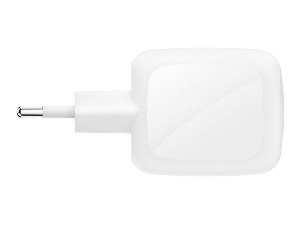 Belkin BoostCharge Pro - Strømadapter - GaN - 67 watt - Fast Charge - 2 utgangskontakter (2 x USB-C) - hvit - med USB-C-kabel (2m)