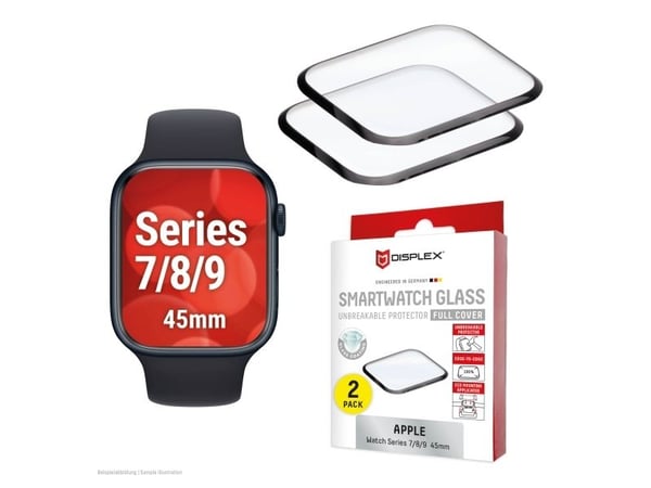 Displex 02143, Skjermbeskytter, Smartklokke, Gjennomsiktig, Apple, Apple Watch 9/8/7 (45mm), Herdet glass