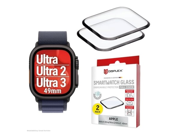 Displex 02148, Skjermbeskytter, Smartklokke, Gjennomsiktig, Apple, Apple Watch Ultra 3/Ultra 2/Ultra (49mm), Herdet glass