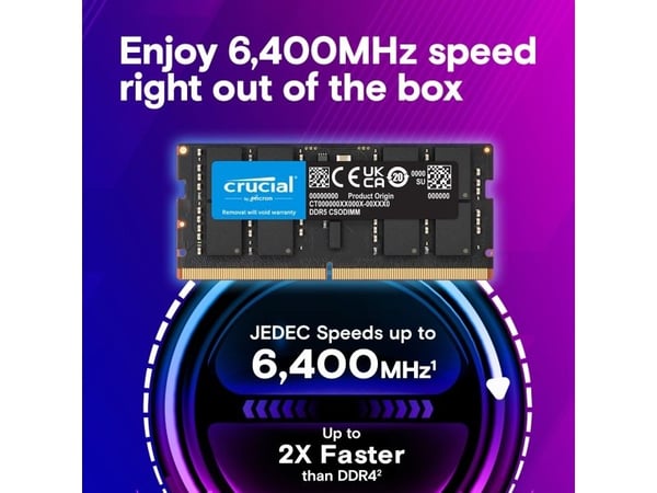 Crucial - DDR5 - modul - 32 GB - SO DIMM 262-pin - 3200 MHz / PC5-51200 - CL52 - 1.1 V - klokket - on-die ECC - svart