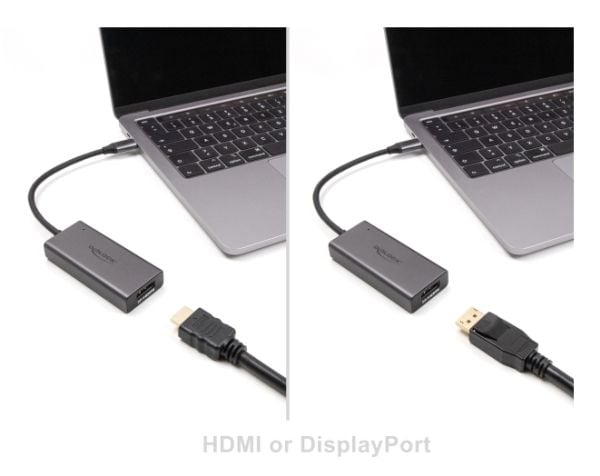 DeLOCK 64316, 0,15 m, USB Type-C, HDMI + DisplayPort, Uros, Naaras, Suora