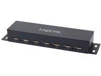 LogiLink USB 2.0 Hub 7-Port Metal - Hub - 7 x USB 2.0 - stasjonær, veggmonterbar