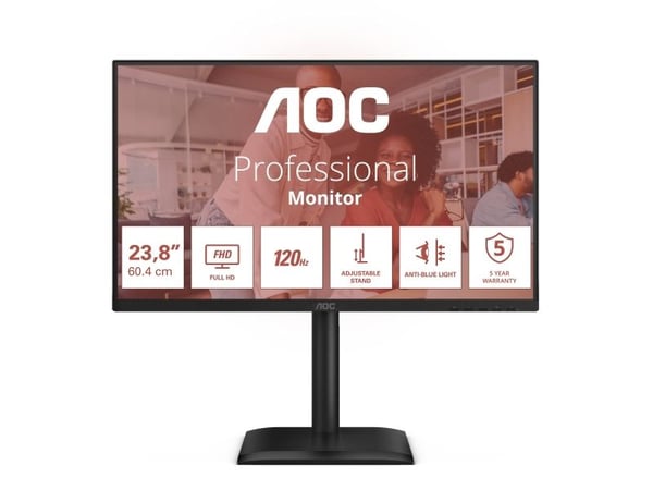 AOC E4 24E4CV, 60,5 cm (23.8"), 1920 x 1080 pixlar, Full HD, LED, 4 ms, Svart