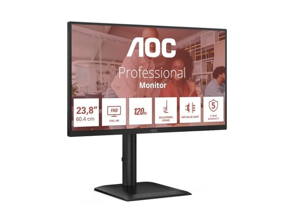 AOC E4 24E4CV, 60,5 cm (23.8"), 1920 x 1080 pixlar, Full HD, LED, 4 ms, Svart