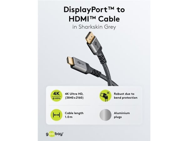 Goobay 78965, 2 m, DisplayPort, DisplayPort, Hankjønn, Hankjønn, 7680 x 4320 piksler