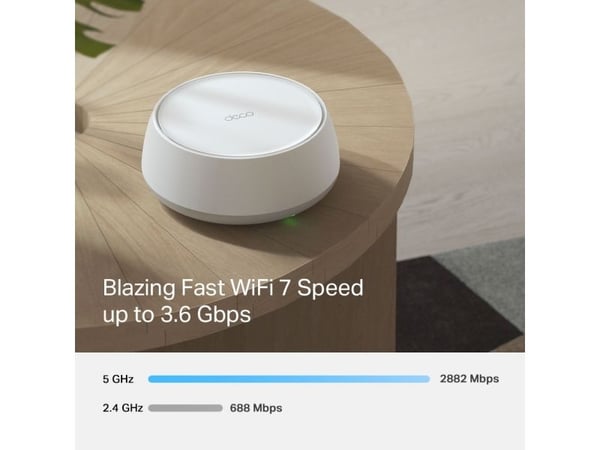 TP-Link DECO BE22, Hvit, Innvendig lys, Mesh system, Dobbelbånd (2.4 GHz / 5 GHz), Wi-Fi 7 (802.11be), 3600 Mbit/s