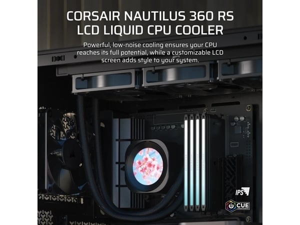 Corsair Nautilus 360 RS, All-in-one-nesteenjäähdytin, 12 cm, 2100 RPM, musta