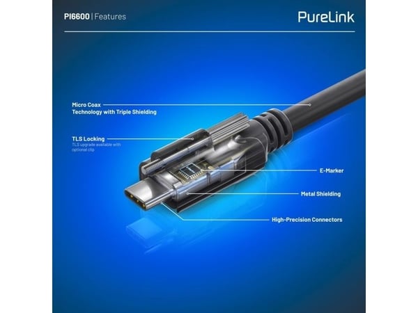 PureLink PI6600-020, 2 m, USB C, USB C, USB4 Gen 2x2, 20 Gbit/s, musta