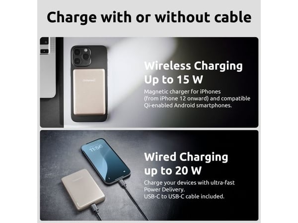 Intenso MW10000, 10000 mAh, Lithium Polymer (LiPo), Power Delivery, Programmable Power Supply (PPS), Trådløs lading, 3,85 V, Sjampagne