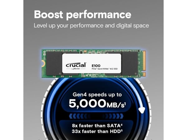 Crucial E100 - SSD - 2 TB - intern - M.2 2280 - PCIe 4.0 x4 (NVMe)