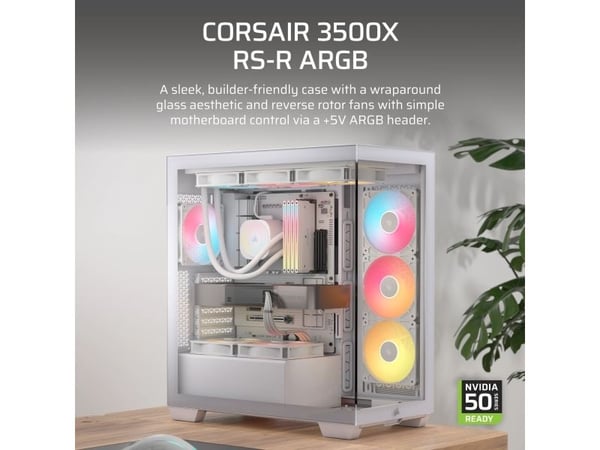 CORSAIR 3500X RS-R ARGB - Mid tower - utvidet ATX (E-ATX) - sidepanel med vindu (herdet glass) - ingen strømforsyning (ATX) - hvit - USB/lyd