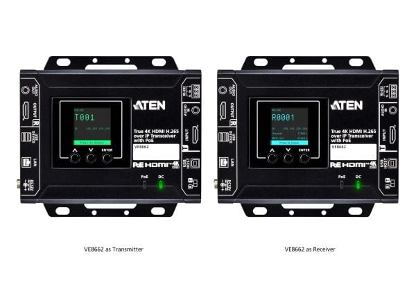 ATEN VE8662-AT-G, 3840 x 2160 piksler, AV-sender og -mottaker, Koblet med ledninger (ikke trådløs), Svart