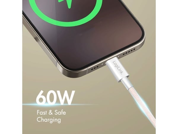 LogiLink CU0343, 1 m, USB C, USB C, USB 2.0, 0,48 Gbit/s, Rosa