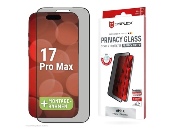 Displex 02163, Apple, iPhone 17 Pro Max, Støtbestandig, Støvresistent, Slagbestandig, Ripebestandig, Sjokkresistent, 1 stykker