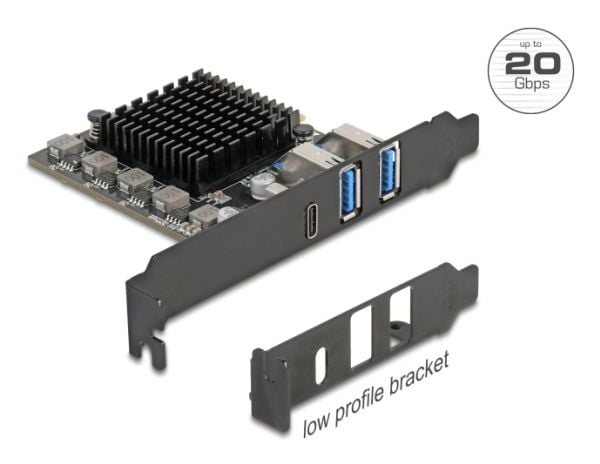Delock - Lagring / USB3.0 controller - 3 Kanal - USB 3.0 - lavprofil - PCIe 3.0 x4