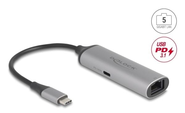 Delock - Nettverksadapter - USB 3.1 Gen 2 - 10M/100M/1G/2.5G/5G Gigabit Ethernet x 1 - antrasitt