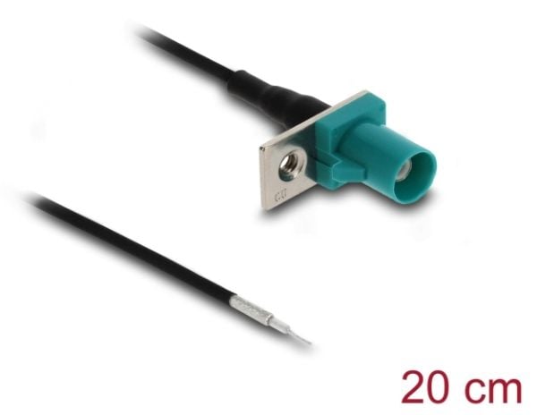 Delock - Antennekabel - FAKRA Z-kobling til uisolert tråd - 20 cm - 1.13 mm - koaksial