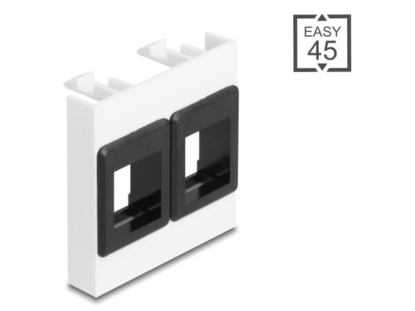 Delock - Easy 45 - modulär keystonehållare - 45 x 45 mm - 2 modules - svart, vit