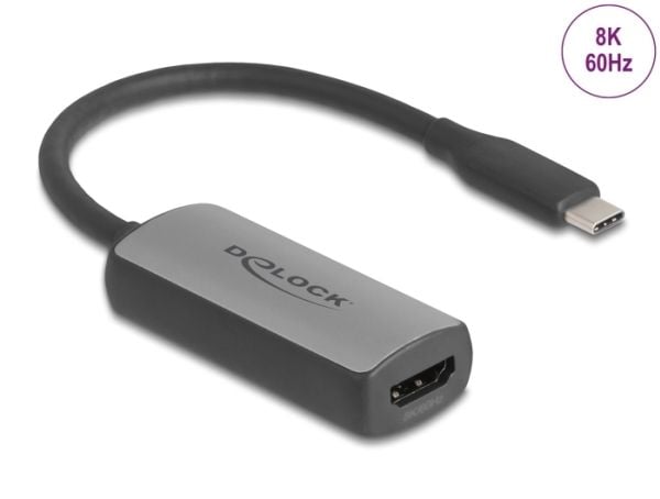 Delock - Adapterkabel - USB-C hann til HDMI hunn - 17 cm - grå - 8 K 60 Hz (7680 x 4320) støtte, HDR-støtte