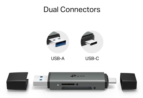 TP-Link UA430D, MicroSD (TransFlash), SD, Sort, 200 Mbit/s, USB 3.1, 75 mm, 22,9 mm