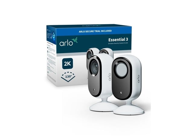 Arlo Essential Indoor 2K - Nettverksovervåkingskamera - innendørs - farge (Dag og natt) - 4 MP - 2560 x 1440 - lyd - trådløs - Wi-Fi (en pakke 2)
