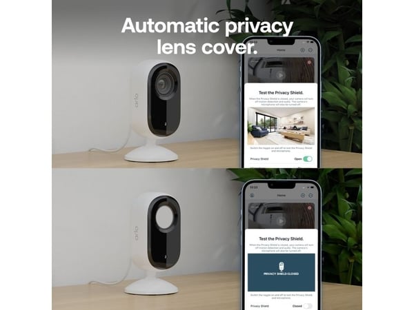 Arlo Essential Indoor 2K - Nettverksovervåkingskamera - innendørs - farge (Dag og natt) - 4 MP - 2560 x 1440 - lyd - trådløs - Wi-Fi (en pakke 2)