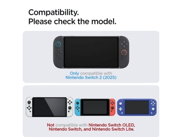 Spigen GLAS.tR EZ Fit, Skjermbeskytter, Nintendo Switch 2, Gjennomsiktig, Herdet glass, Blank skjermbeskytter, 9H