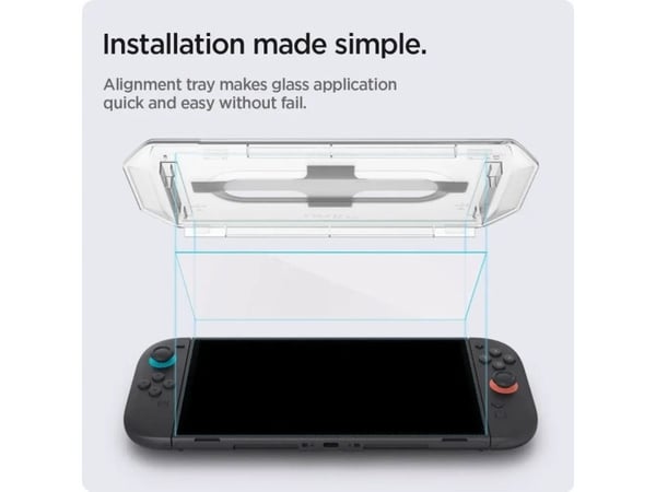 Spigen GLAS.tR EZ Fit, Skjermbeskytter, Nintendo Switch 2, Gjennomsiktig, Herdet glass, Blank skjermbeskytter, 9H