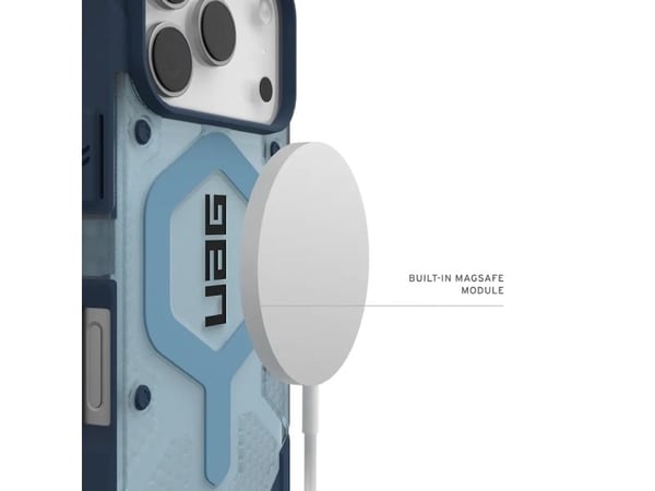 UAG Urban Armor Gear-pakke bestående av Pathfinder MagSafe-etui og nøkkelbånd (avtakbart) | Apple iPhone 17 Pro | blått (gjennomsiktig) og svart/gr...