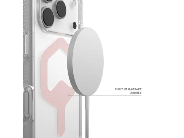 Urban Armor Gear Plyo, Etui, Apple, iPhone 17 Pro, 16 cm (6.3"), Rosegull, Gjennomsiktig