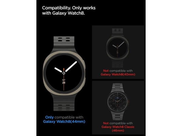 Spigen GLAS.tR EZ Fit, Skjermbeskytter, Smartklokke, Gjennomsiktig, Samsung, Watch 8 (44mm), Herdet glass