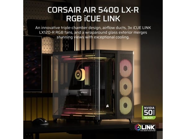 CORSAIR - - sivupaneeli ikkunalla (karkaistua lasia) - ei virtalähdettä (ATX) - USB/Audio