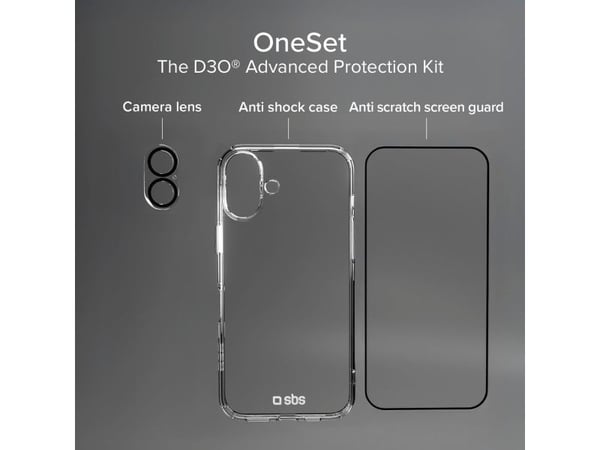 SBS TEKITD3OIP1661, Suojus, Apple, iPhone 16, 15,5 cm (6.1"), musta, Läpinäkyvä