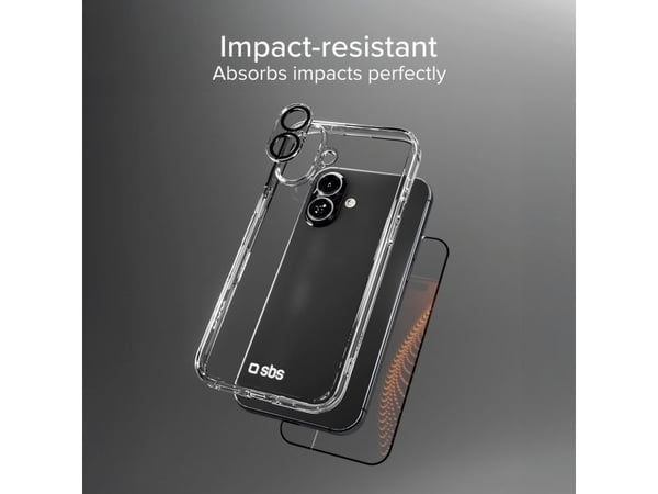 SBS TEKITD3OIP1661, Suojus, Apple, iPhone 16, 15,5 cm (6.1"), musta, Läpinäkyvä