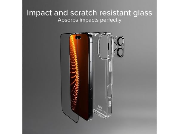 SBS-sett med D3O-teknologi for iPhone 16 Pro - etui + beskyttelsesglass for skjerm og kamera - gjennomsiktig