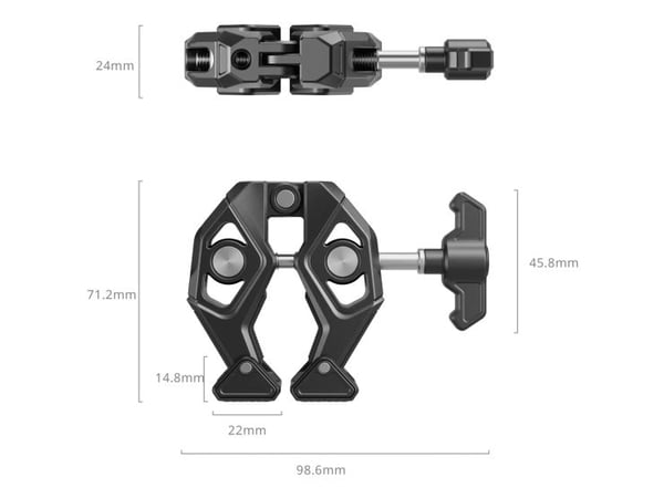 SmallRig 5319, Sort, Aluminium, Plast, 1/4", 98,6 mm, 24 mm, 71,2 mm