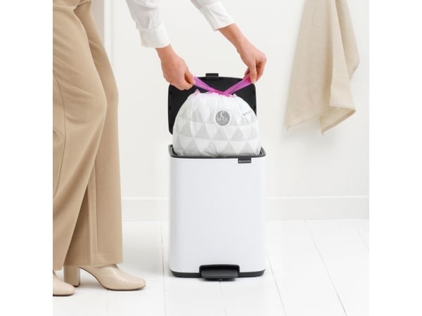 Brabantia Bo Pedal Bin, 12 l, Rektangulær, Stål, Hvit, Pedal, 292 mm