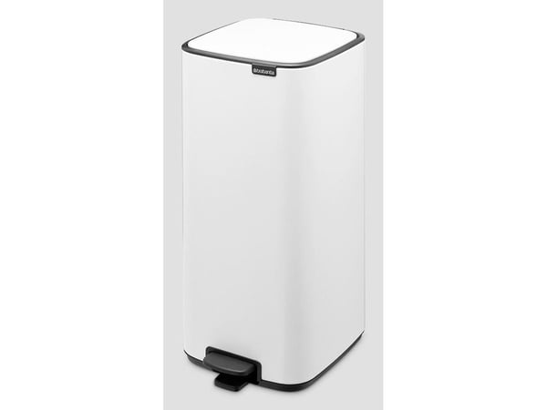 Brabantia Bo Pedal Bin, 30 l, Rektangulær, Stål, Hvit, Pedal, Stål