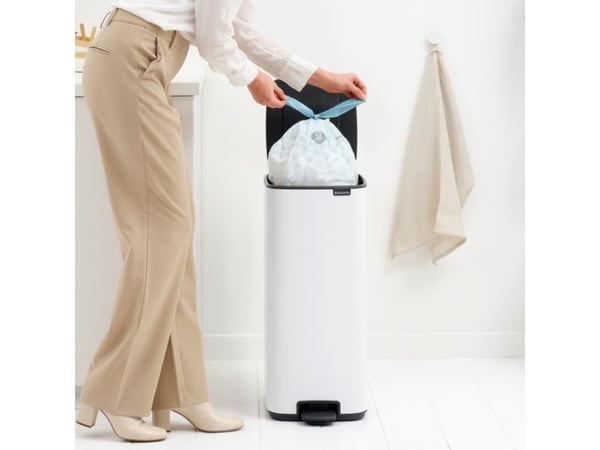 Brabantia Bo Pedal Bin, 30 l, Rektangulær, Stål, Hvit, Pedal, Stål