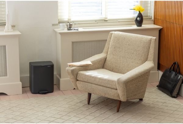 Brabantia Bo Pedal Bin, 12 l, Rektangulær, Stål, Grå, Pedal, 292 mm