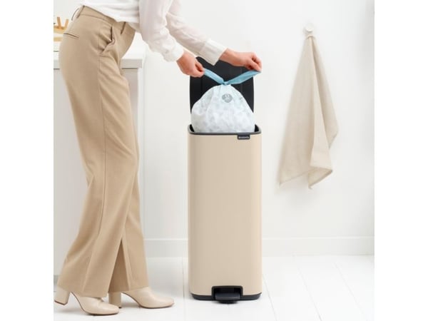 Brabantia Bo Pedal Bin, 30 l, Rektangulær, Stål, Beige, Pedal, Stål