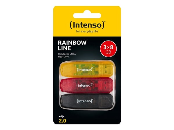Intenso 3502463, 8 GB, USB Type-A, 2.0, 28 MB/s, Med lokk, Flerfarget