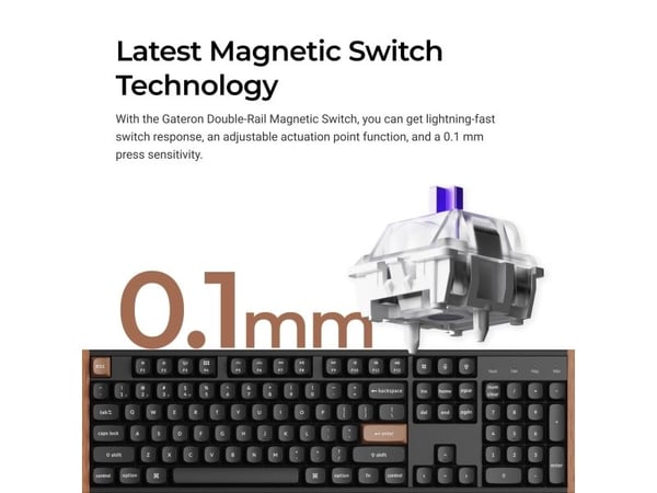 Keychron K10 HE - Tastatur - 100% - full size - bakgrunnsbelyst - trådløs - Bluetooth 5.2, USB - tastsvitsj: Gateron Double-Rail Nebula (hot-swappa...